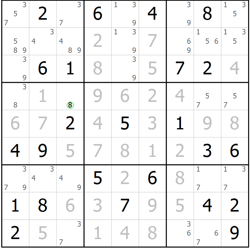 Position des candidats pour la solution de la Gr 35 page 38 du magazine de sudoku Maestro n° 100