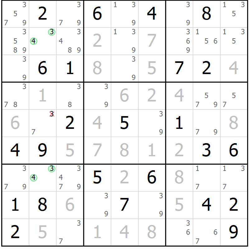 Position des candidats pour la solution de la Gr 35 page 38 du magazine de sudoku Maestro n° 100