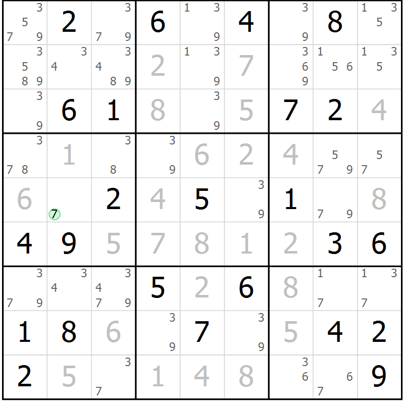 Position des candidats pour la solution de la Gr 35 page 38 du magazine de sudoku Maestro n° 100