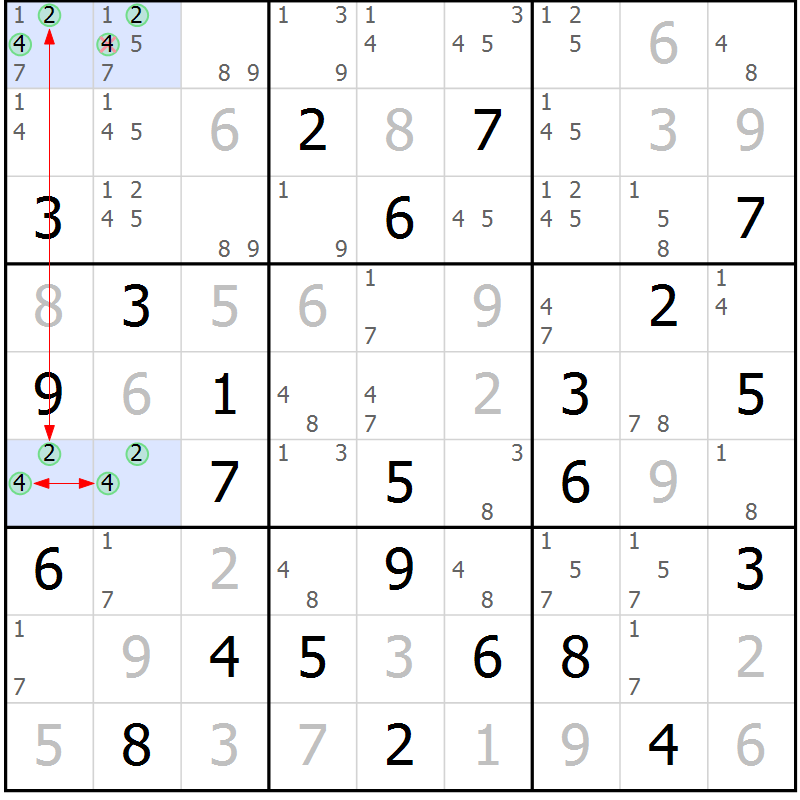 Position des candidats pour la solution de la Gr 37 page 40 du magazine de sudoku Maestro n° 100