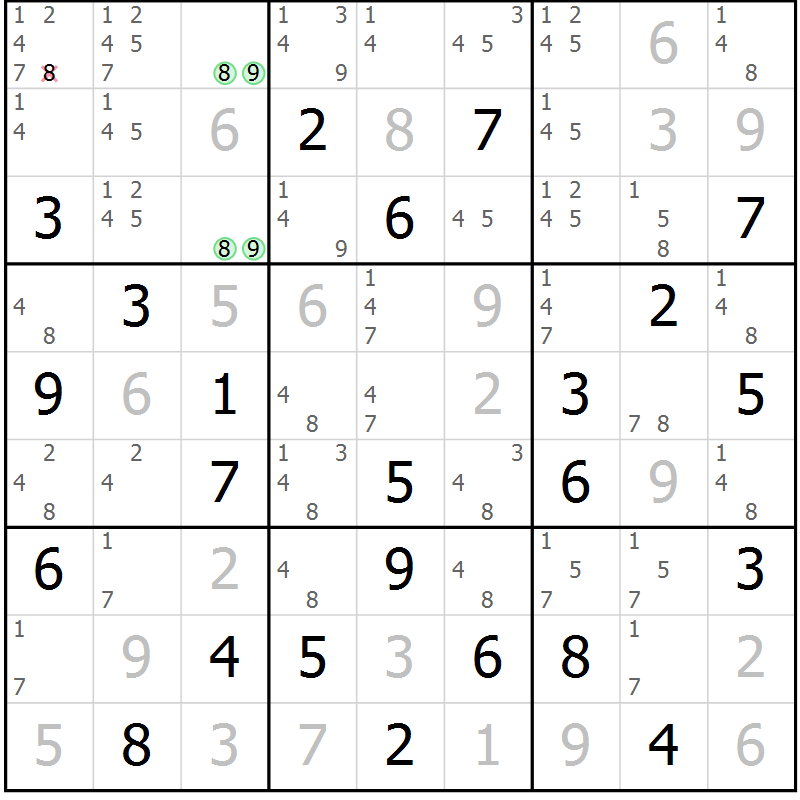 Position des candidats pour la solution de la Gr 37 page 40 du magazine de sudoku Maestro n° 100