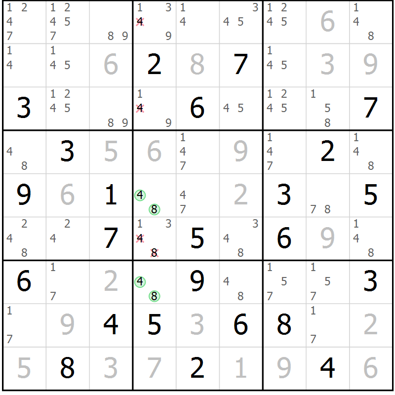 Position des candidats pour la solution de la Gr 37 page 40 du magazine de sudoku Maestro n° 100