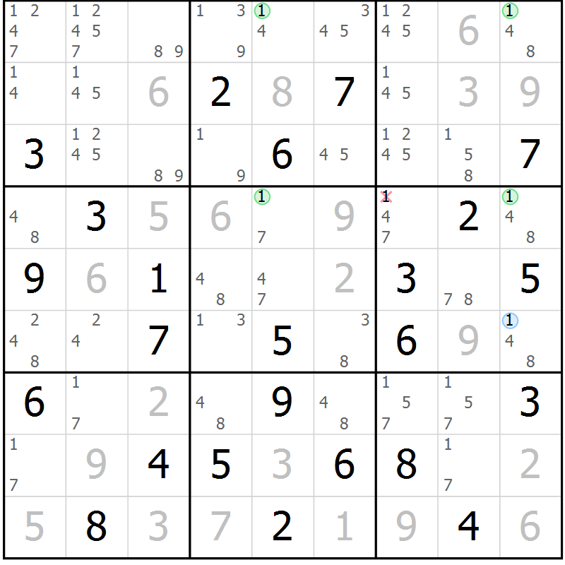 Position des candidats pour la solution de la Gr 37 page 40 du magazine de sudoku Maestro n° 100