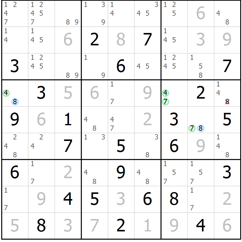 Position des candidats pour la solution de la Gr 37 page 40 du magazine de sudoku Maestro n° 100