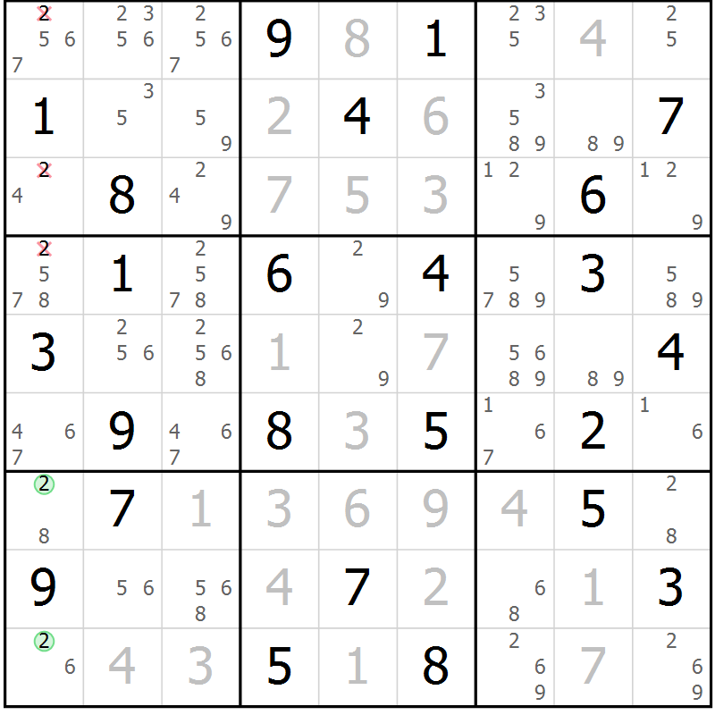 Position des candidats pour la solution de la Gr 38 page 41 du magazine de sudoku Maestro n° 100