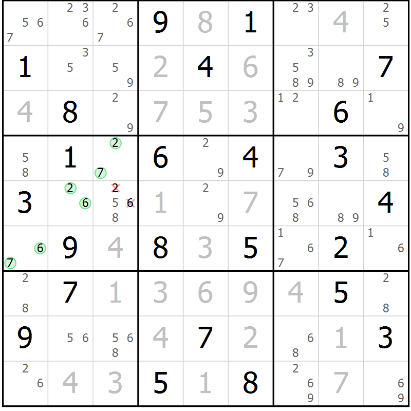 Position des candidats pour la solution de la Gr 38 page 41 du magazine de sudoku Maestro n° 100