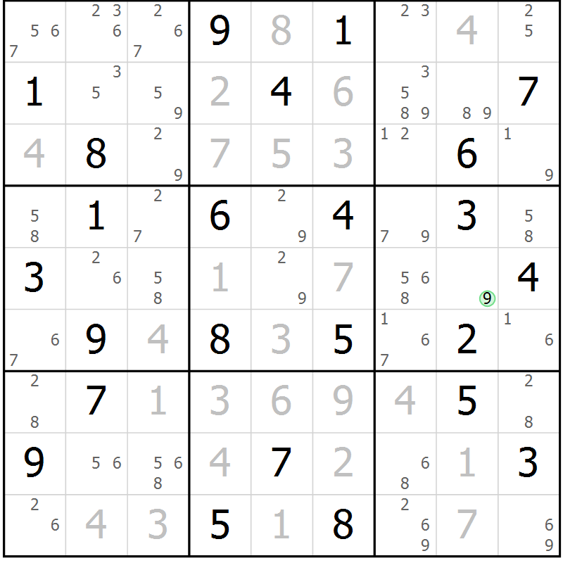 Position des candidats pour la solution de la Gr 38 page 41 du magazine de sudoku Maestro n° 100