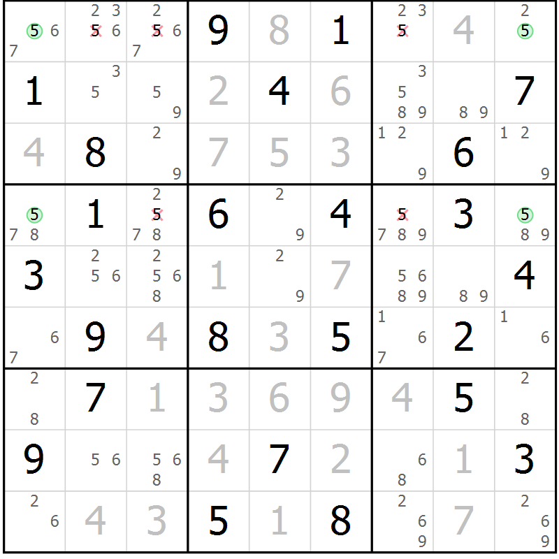 Position des candidats pour la solution de la Gr 38 page 41 du magazine de sudoku Maestro n° 100
