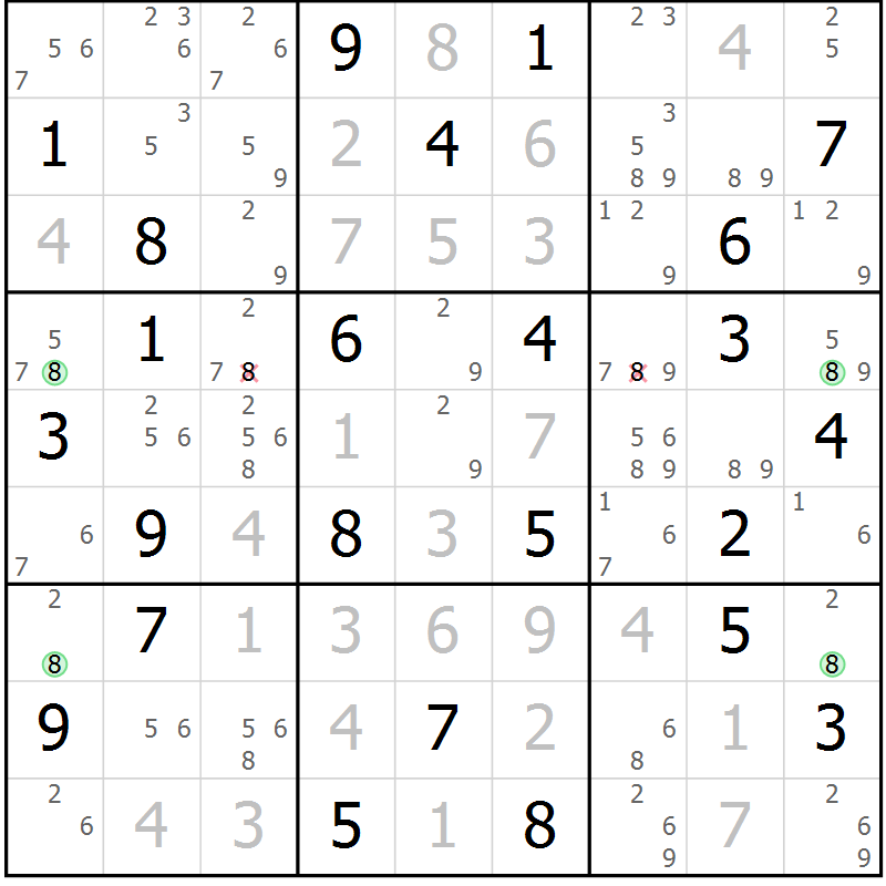 Position des candidats pour la solution de la Gr 38 page 41 du magazine de sudoku Maestro n° 100