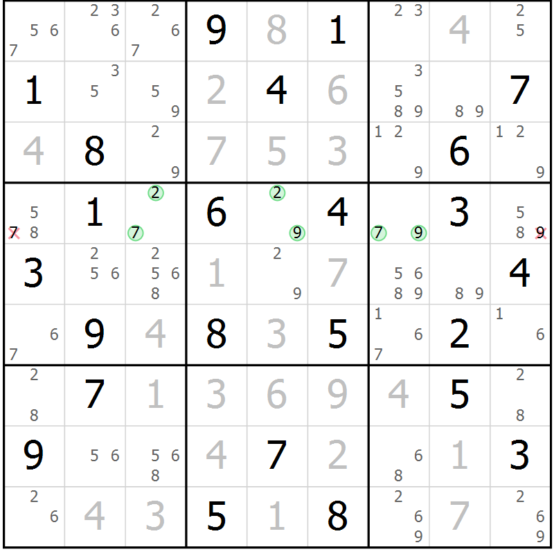 Position des candidats pour la solution de la Gr 38 page 41 du magazine de sudoku Maestro n° 100