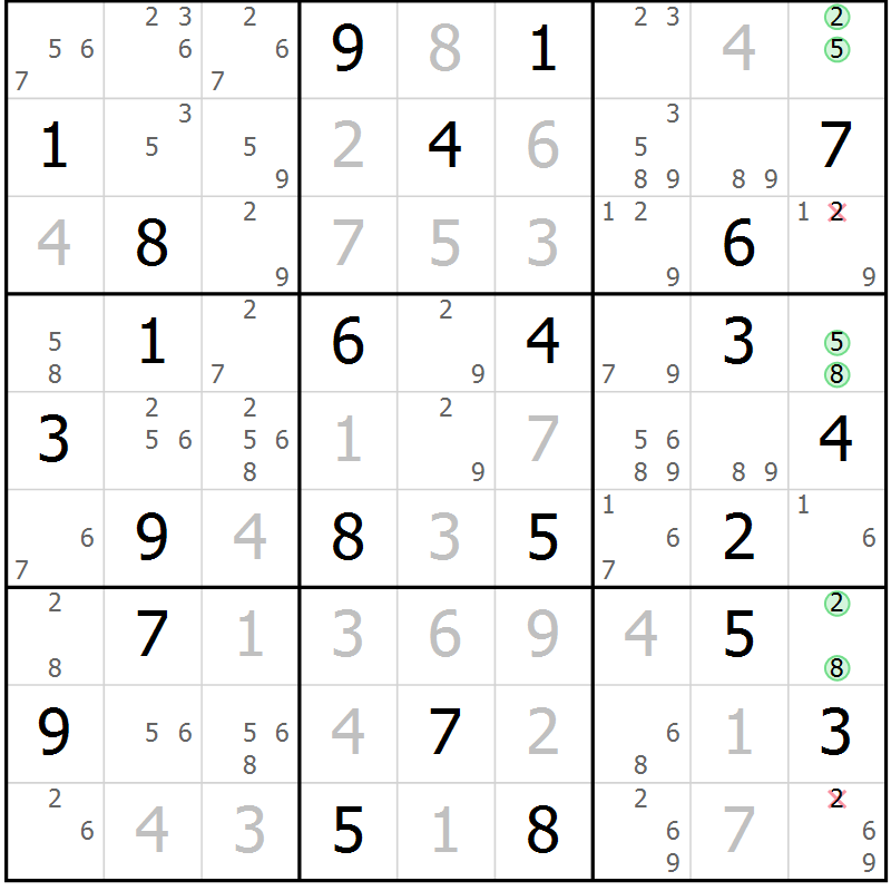 Position des candidats pour la solution de la Gr 38 page 41 du magazine de sudoku Maestro n° 100
