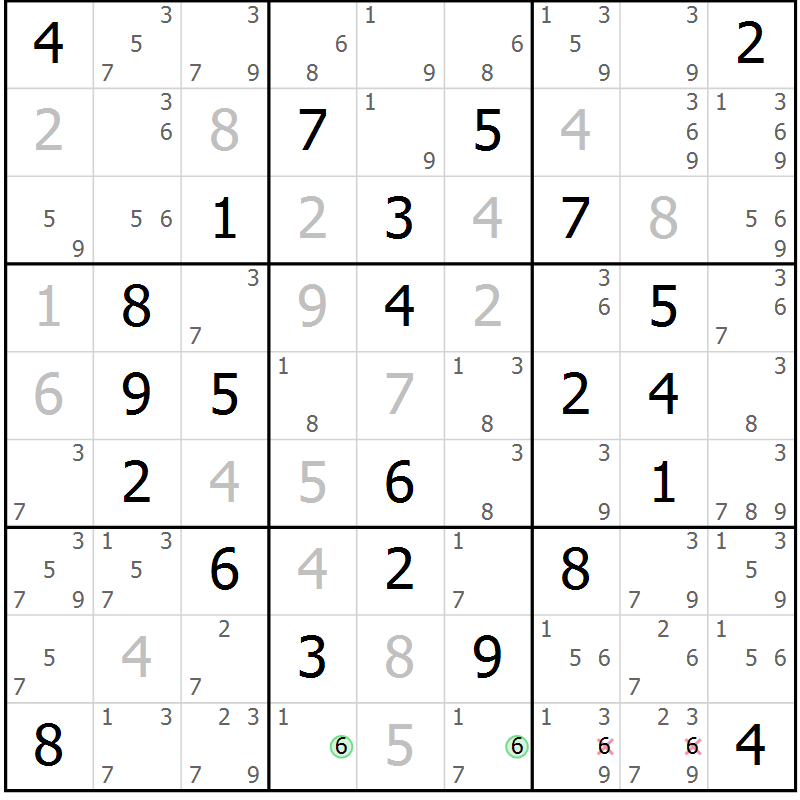 Position des candidats pour la solution de la Gr 40 page 43 du magazine de sudoku Maestro n° 100