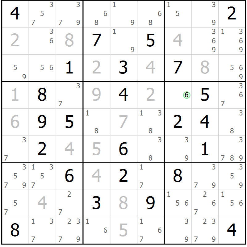 Position des candidats pour la solution de la Gr 40 page 43 du magazine de sudoku Maestro n° 100
