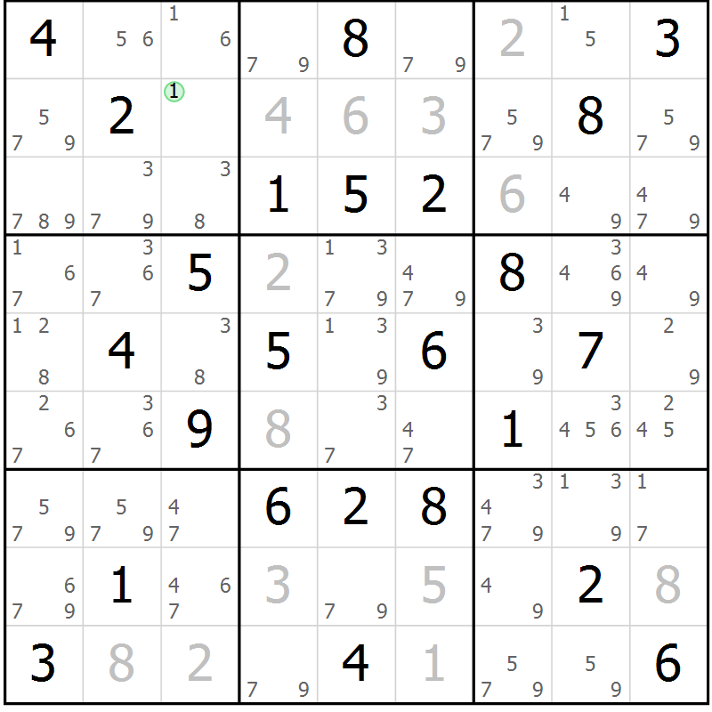 Position des candidats pour la solution de la Gr 41 page 44 du magazine de sudoku Maestro n° 100