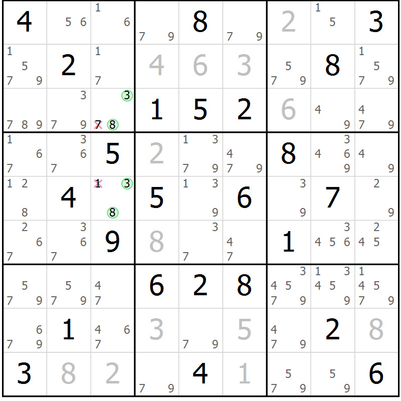 Position des candidats pour la solution de la Gr 41 page 44 du magazine de sudoku Maestro n° 100