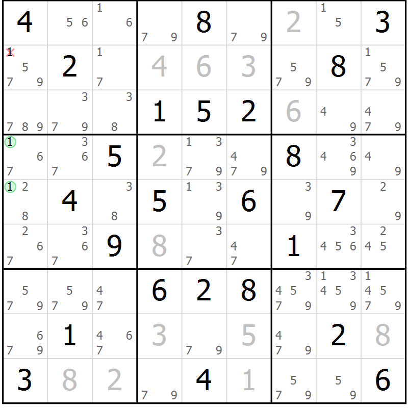 Position des candidats pour la solution de la Gr 41 page 44 du magazine de sudoku Maestro n° 100