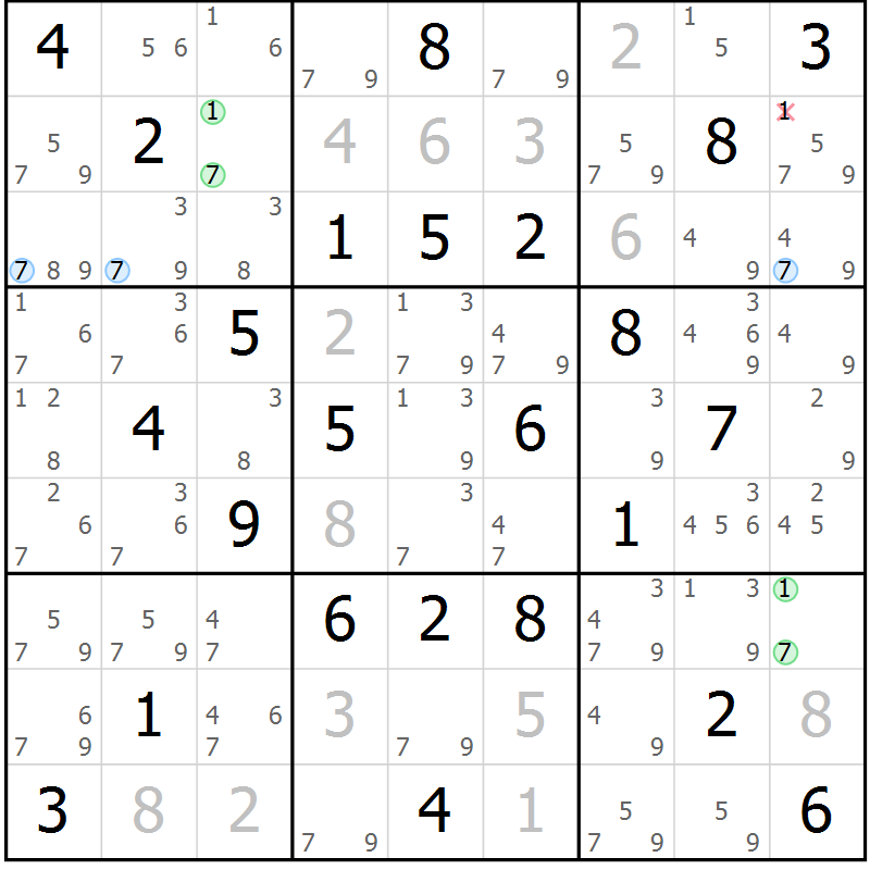 Position des candidats pour la solution de la Gr 41 page 44 du magazine de sudoku Maestro n° 100