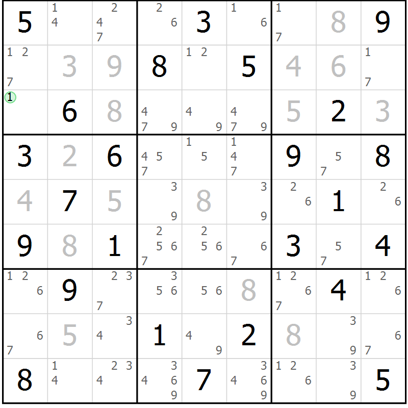 Position des candidats pour la solution de la Gr 42 page 45 du magazine de sudoku Maestro n° 100