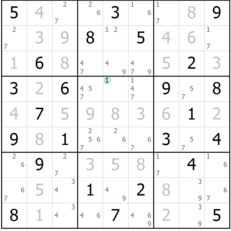 Position des candidats pour la solution de la Gr 42 page 45 du magazine de sudoku Maestro n° 100