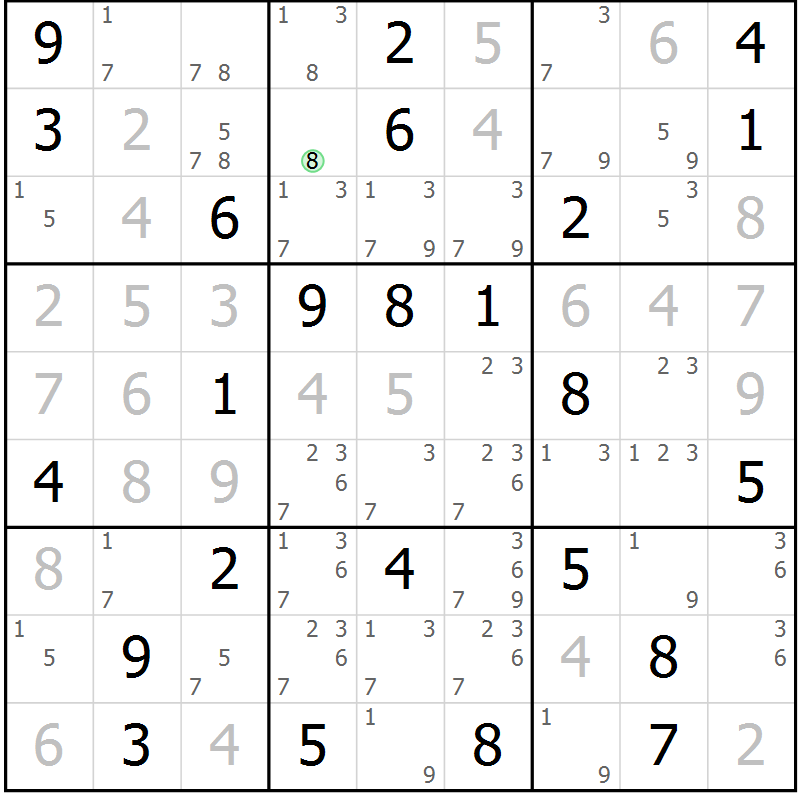Position des candidats pour la solution de la Gr 43 page 46 du magazine de sudoku Maestro n° 100