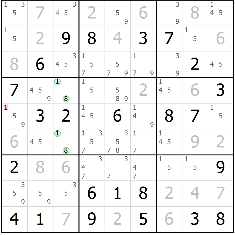 Position des candidats pour la solution de la Gr 44 page 47 du magazine de sudoku Maestro n° 100