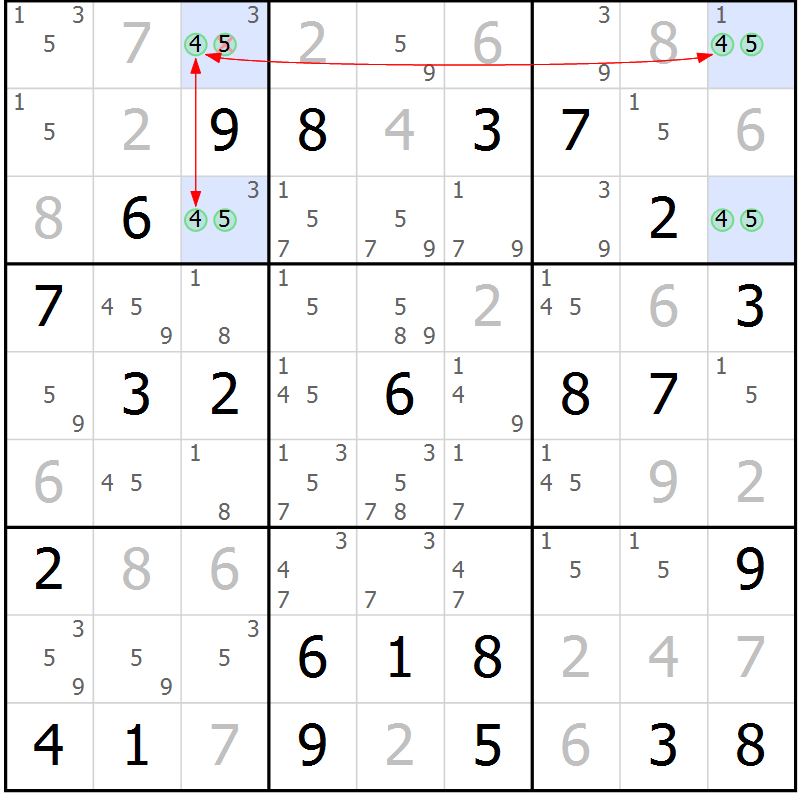 Position des candidats pour la solution de la Gr 44 page 47 du magazine de sudoku Maestro n° 100