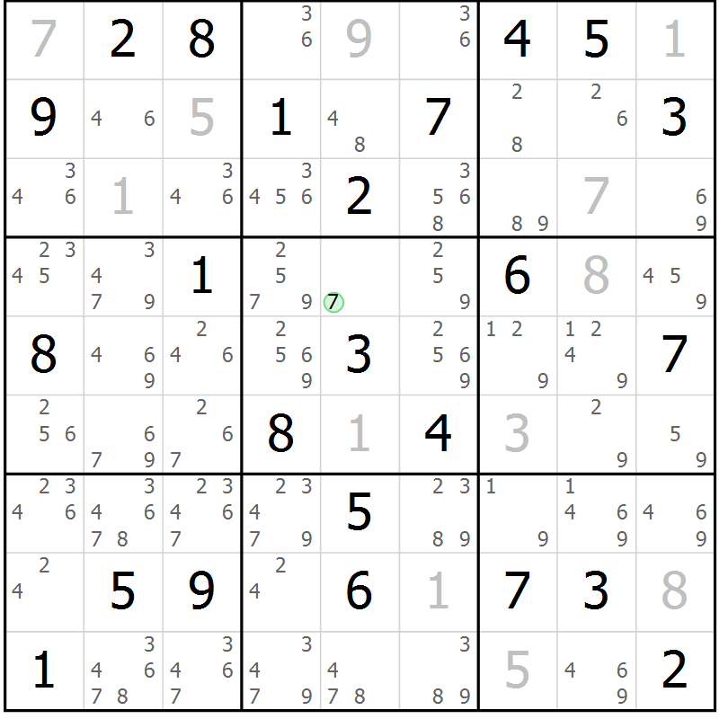 Position des candidats pour la solution de la Gr 45 page 48 du magazine de sudoku Maestro n° 100