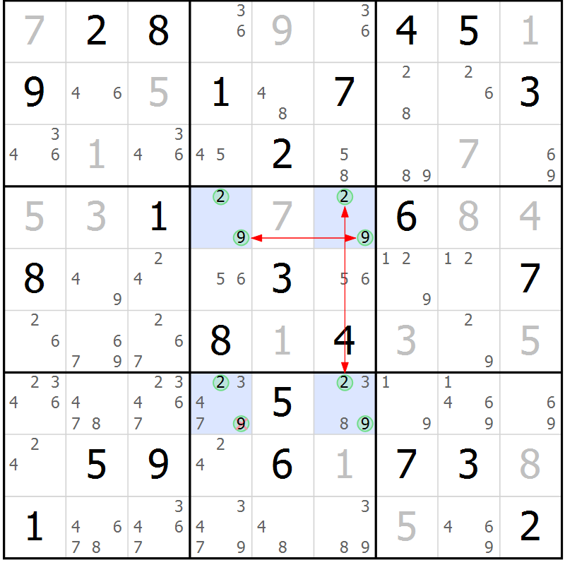 Position des candidats pour la solution de la Gr 45 page 48 du magazine de sudoku Maestro n° 100