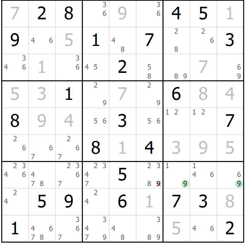 Position des candidats pour la solution de la Gr 45 page 48 du magazine de sudoku Maestro n° 100