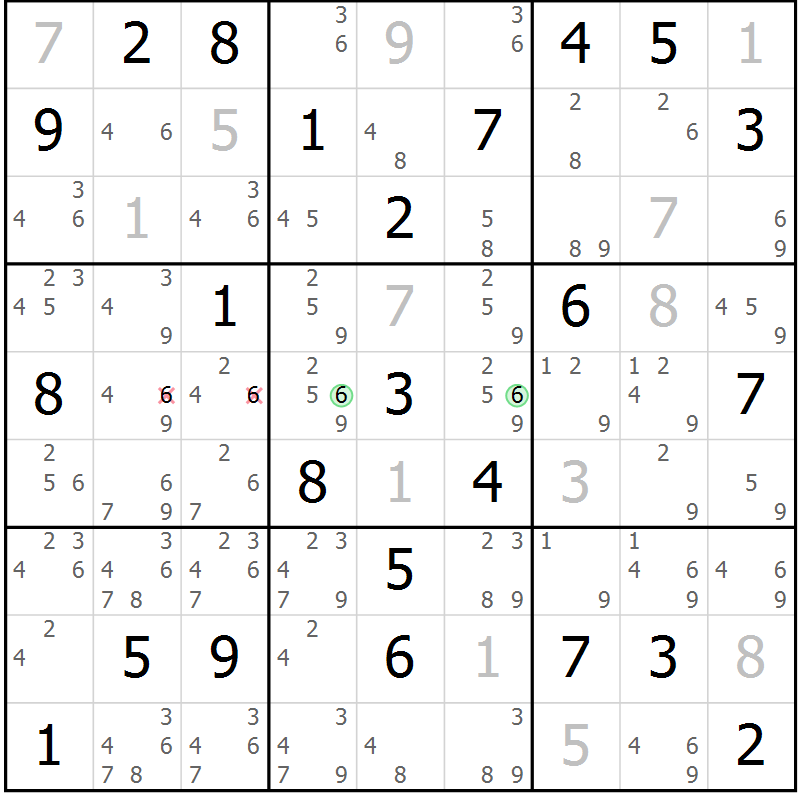 Position des candidats pour la solution de la Gr 45 page 48 du magazine de sudoku Maestro n° 100