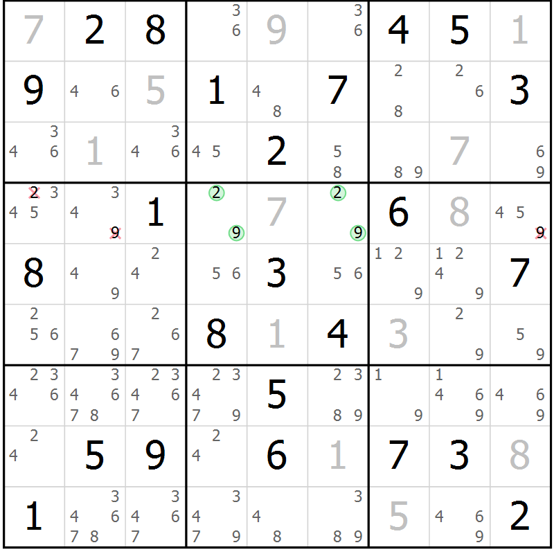 Position des candidats pour la solution de la Gr 45 page 48 du magazine de sudoku Maestro n° 100