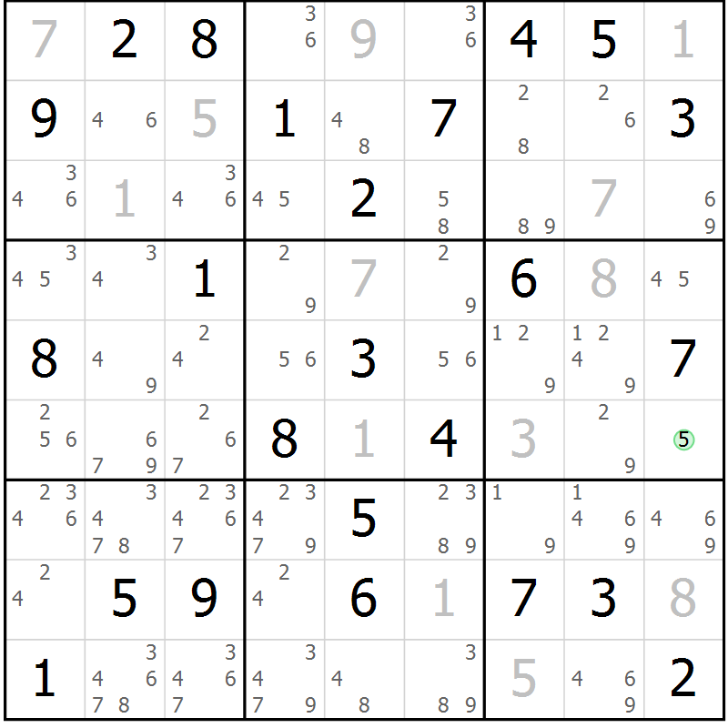 Position des candidats pour la solution de la Gr 45 page 48 du magazine de sudoku Maestro n° 100