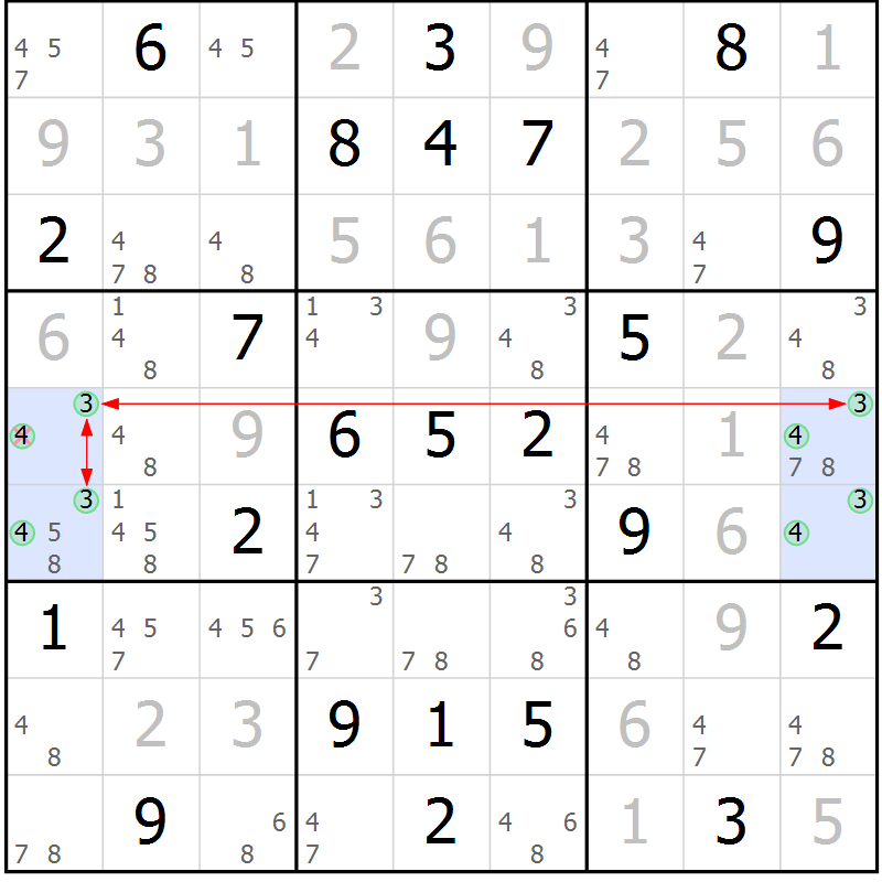 Position des candidats pour la solution de la Gr 48 page 51 du magazine de sudoku Maestro n° 100