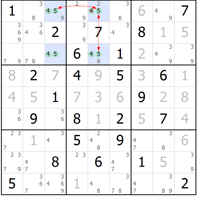 Position des candidats pour la solution de la Gr 49 page 52 du magazine de sudoku Maestro n° 100