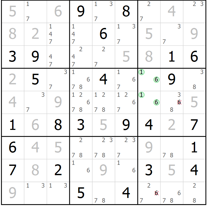 Position des candidats pour la solution de la Gr 52 page 55 du magazine de sudoku Maestro n° 100