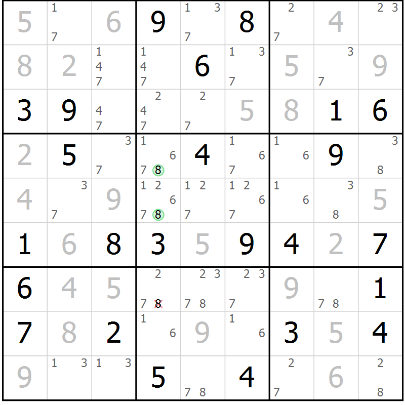 Position des candidats pour la solution de la Gr 52 page 55 du magazine de sudoku Maestro n° 100