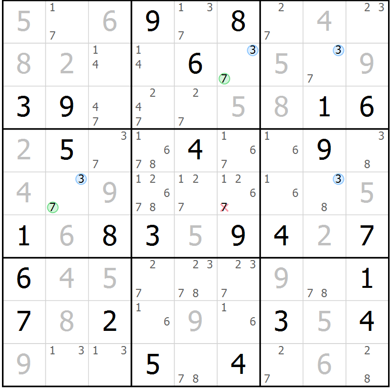 Position des candidats pour la solution de la Gr 52 page 55 du magazine de sudoku Maestro n° 100