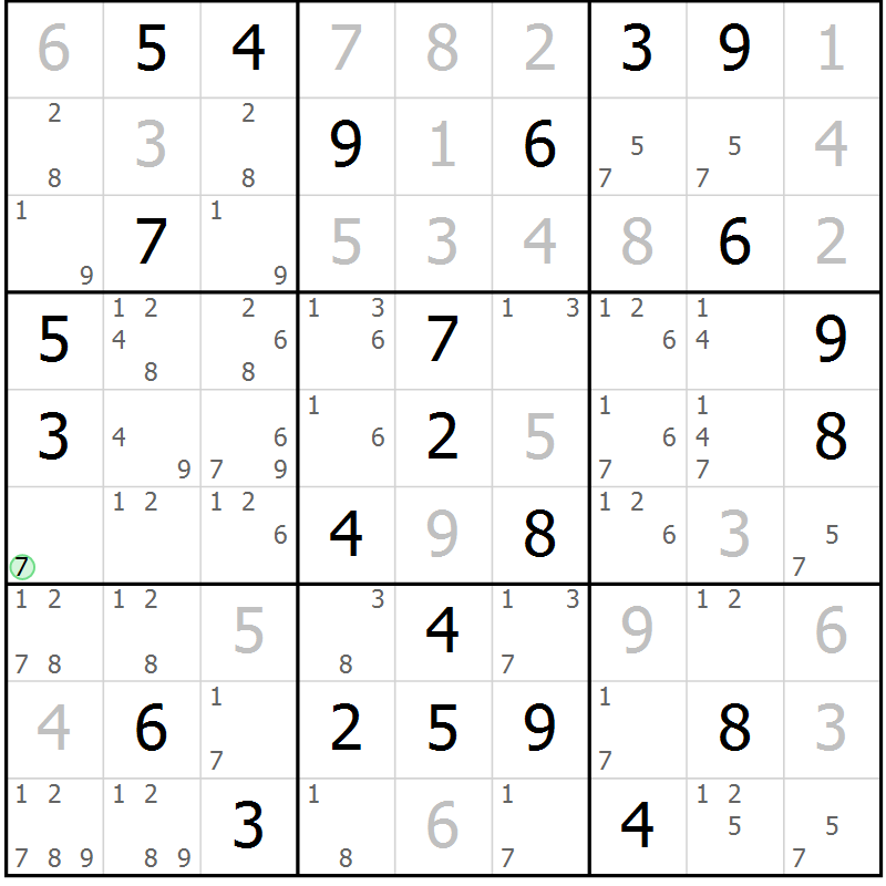 Position des candidats pour la solution de la Gr 53 page 56 du magazine de sudoku Maestro n° 100