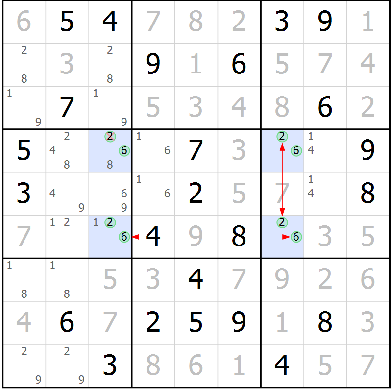 Position des candidats pour la solution de la Gr 53 page 56 du magazine de sudoku Maestro n° 100