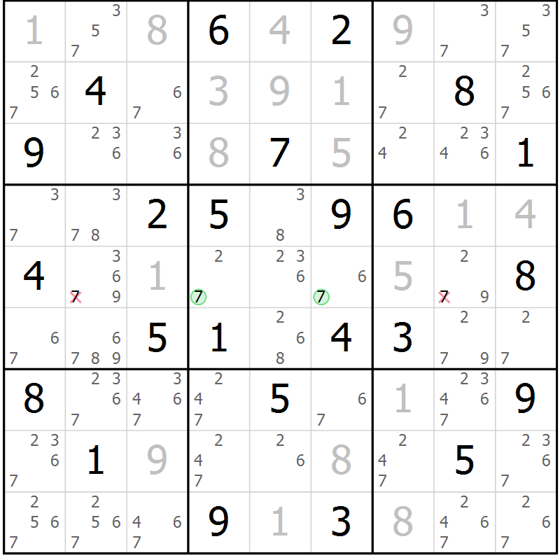 Position des candidats pour la solution de la Gr 59 page 62 du magazine de sudoku Maestro n° 100