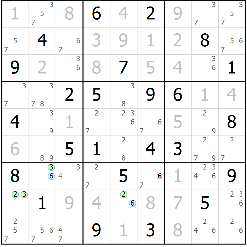 Position des candidats pour la solution de la Gr 59 page 62 du magazine de sudoku Maestro n° 100