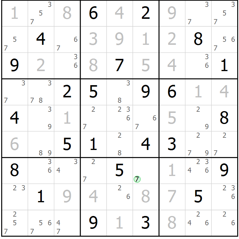 Position des candidats pour la solution de la Gr 59 page 62 du magazine de sudoku Maestro n° 100