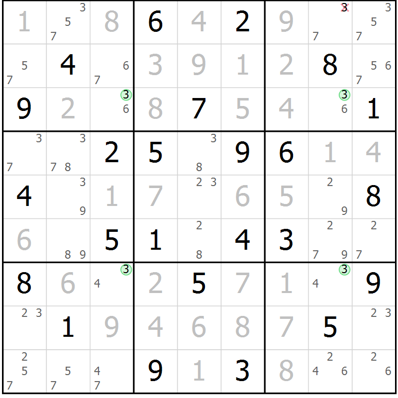 Position des candidats pour la solution de la Gr 59 page 62 du magazine de sudoku Maestro n° 100