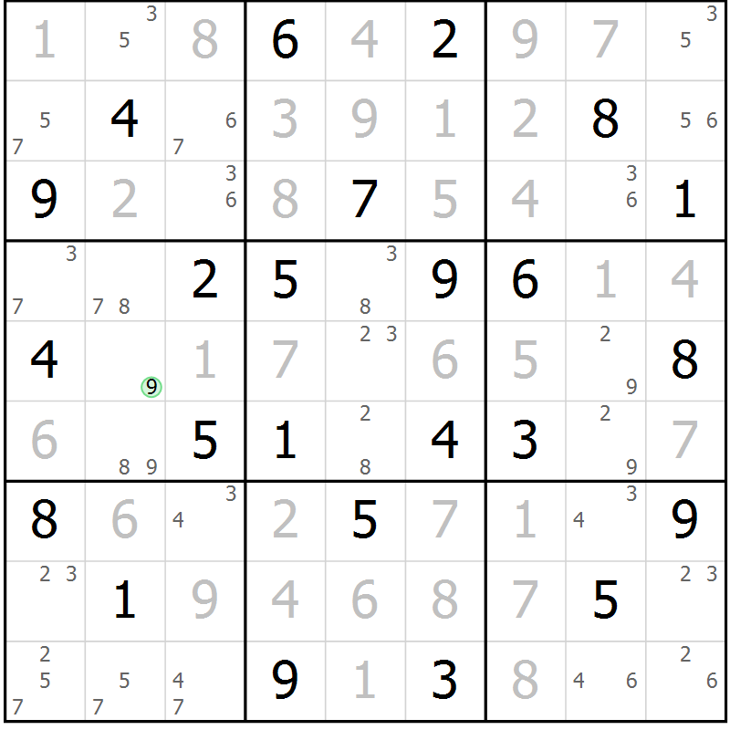 Position des candidats pour la solution de la Gr 59 page 62 du magazine de sudoku Maestro n° 100