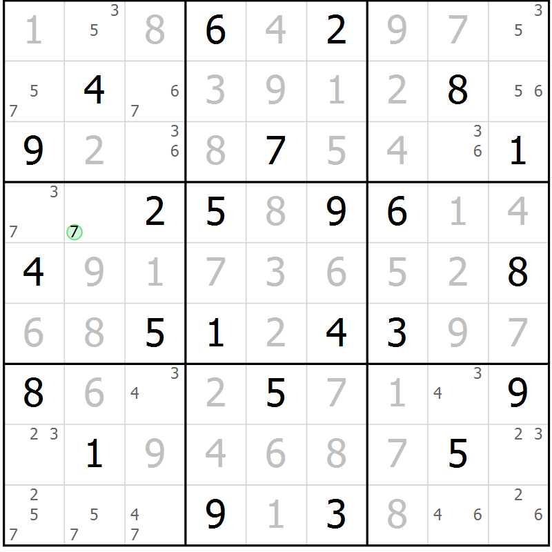 Position des candidats pour la solution de la Gr 59 page 62 du magazine de sudoku Maestro n° 100