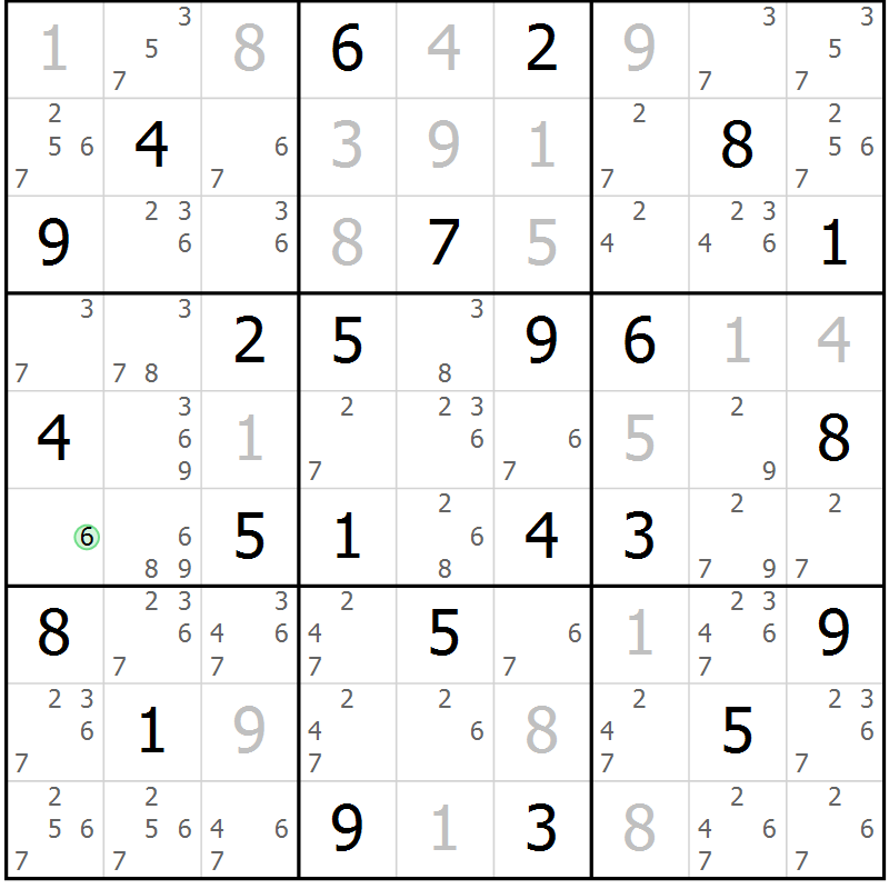 Position des candidats pour la solution de la Gr 59 page 62 du magazine de sudoku Maestro n° 100