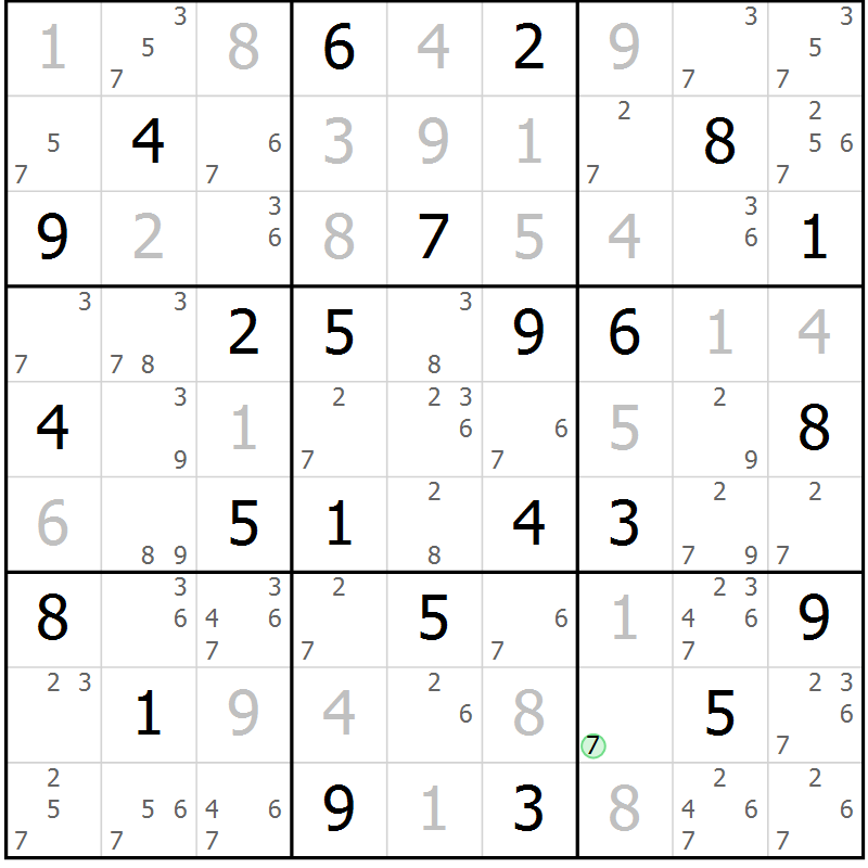 Position des candidats pour la solution de la Gr 59 page 62 du magazine de sudoku Maestro n° 100