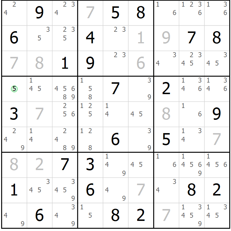 Position des candidats pour la solution de la Gr 61 page 64 du magazine de sudoku Maestro n° 100