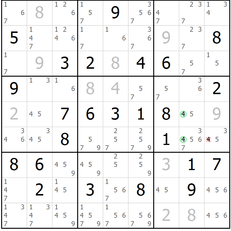 Position des candidats pour la solution de la Gr 62 page 65 du magazine de sudoku Maestro n° 100