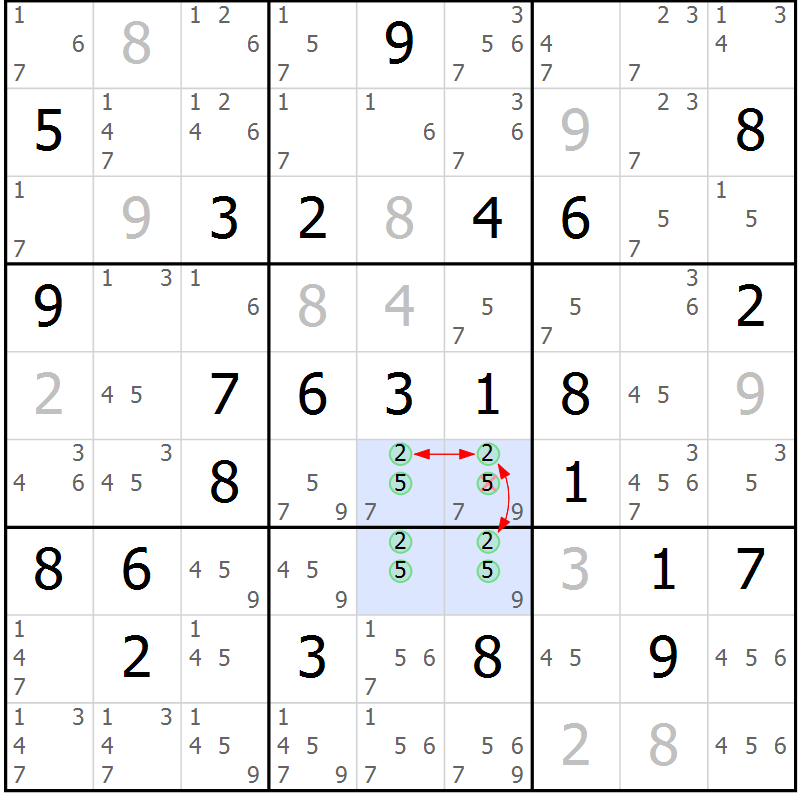 Position des candidats pour la solution de la Gr 62 page 65 du magazine de sudoku Maestro n° 100